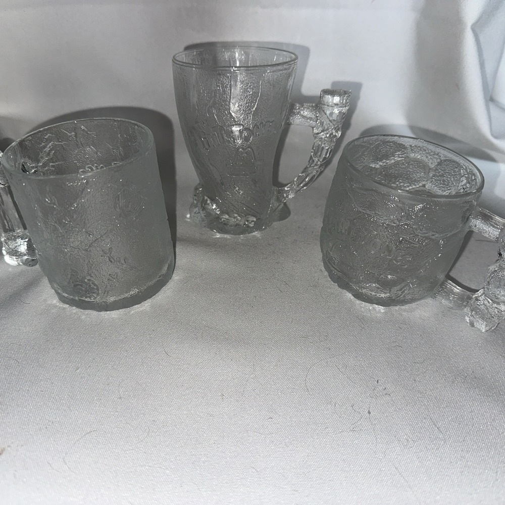 Vintage 1993 Flintstones McDonald's Glass Mugs Set of 3 Hanna-Barbera Cartoon Cu